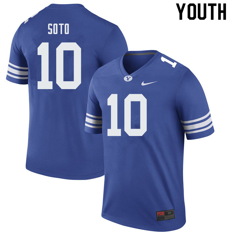 Youth #10 Luis Soto BYU Cougars College Football Jerseys Sale-Royal